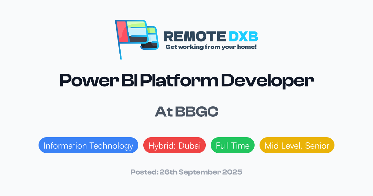 Power Apps Sign In Power BI Platform Developer at BBGC - Remote DXB